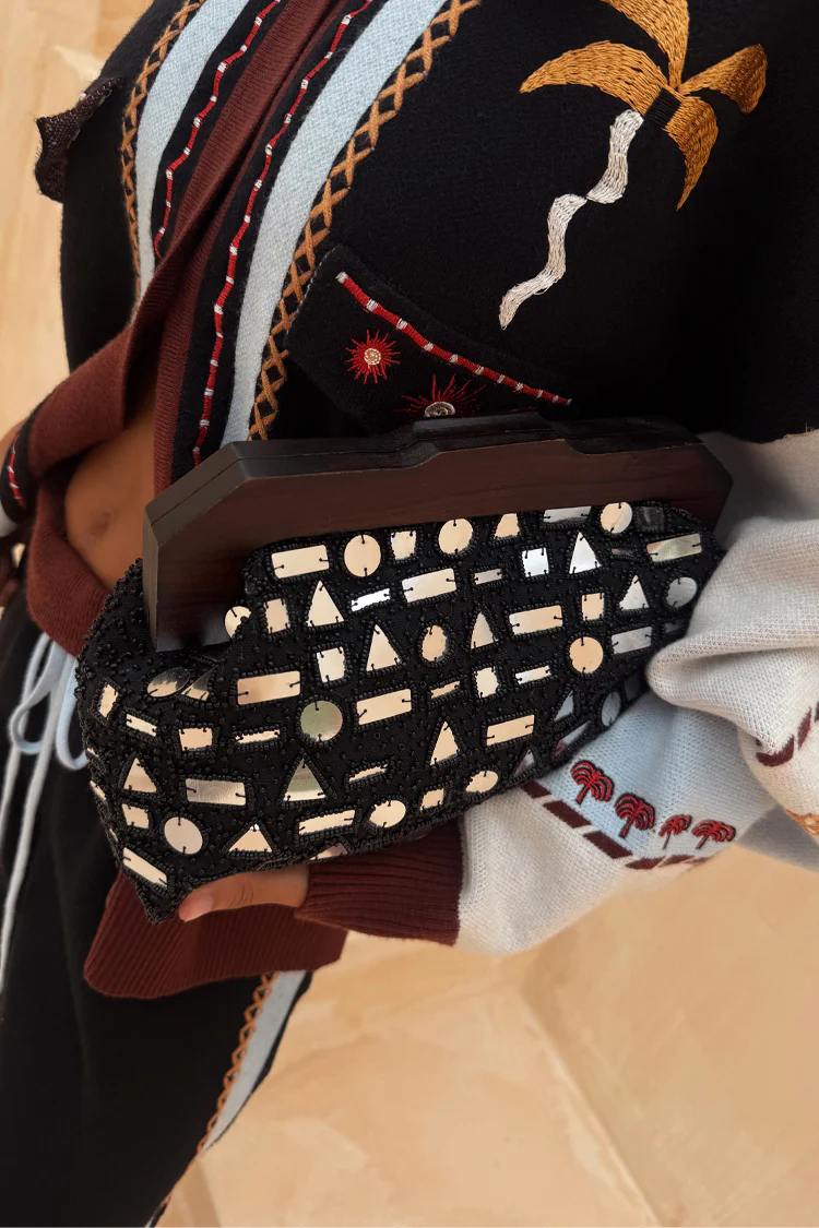 Black Beaded Mirror Bag - Image 4