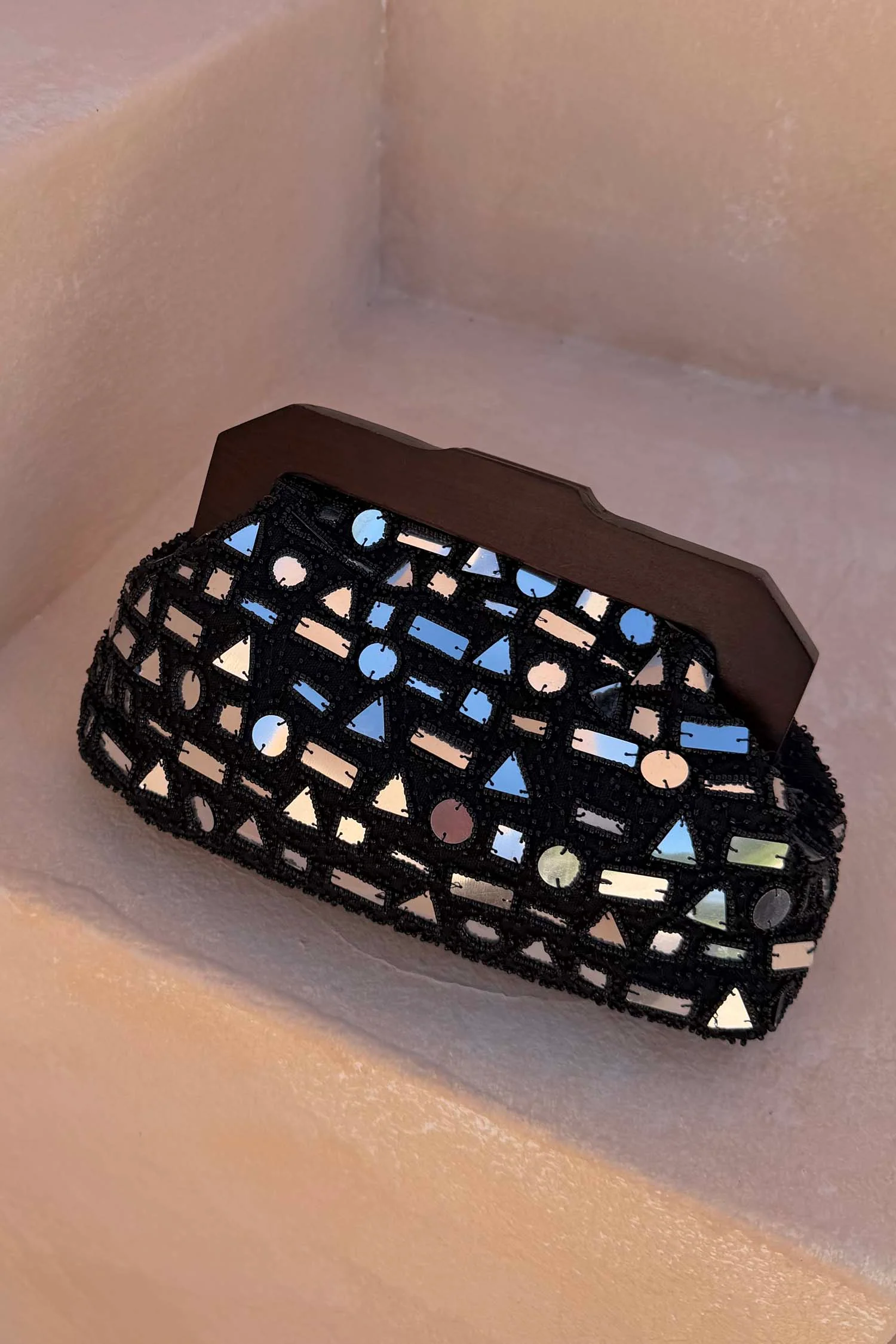 Black Beaded Mirror Bag - Image 6