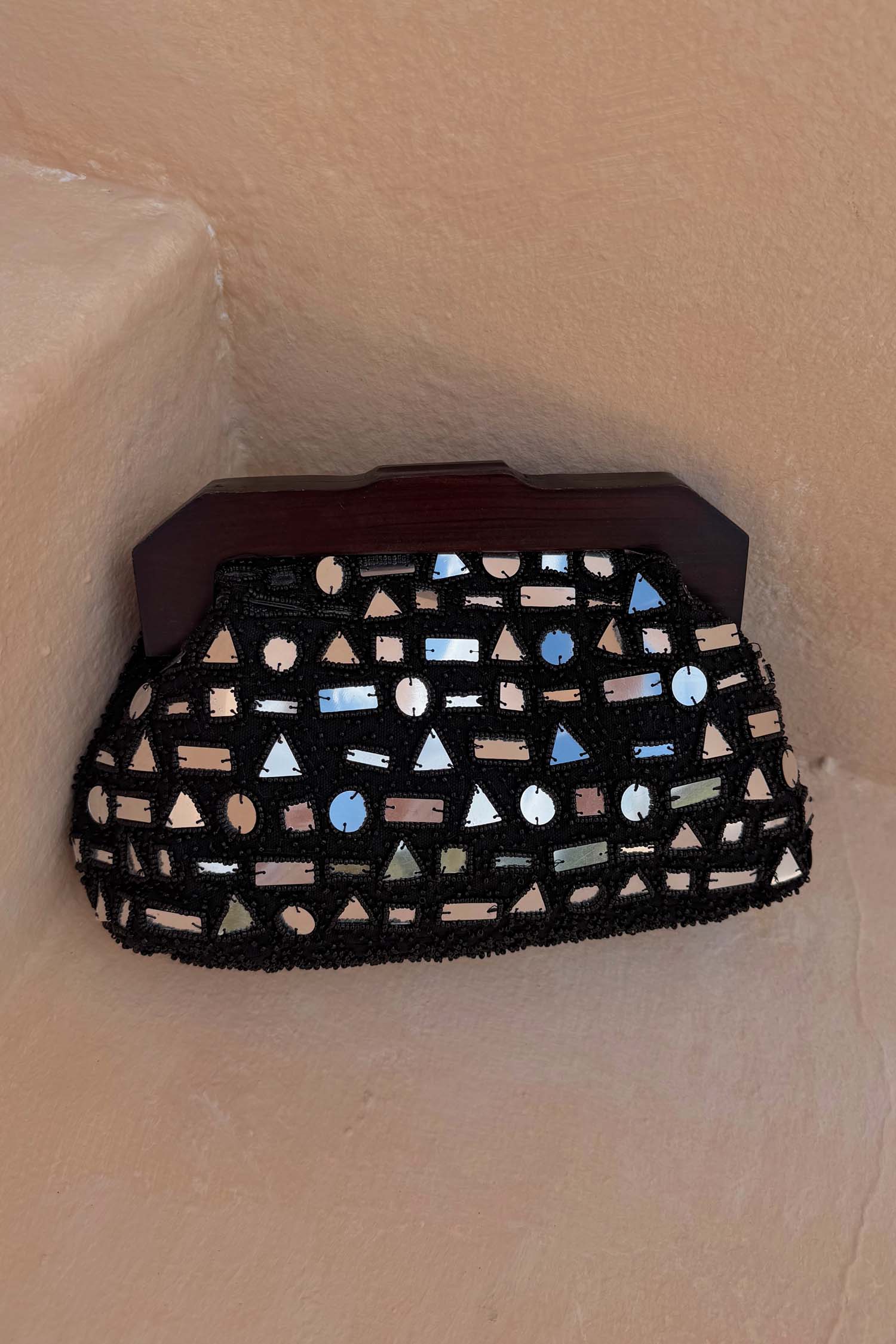 Black Beaded Mirror Bag - Image 9