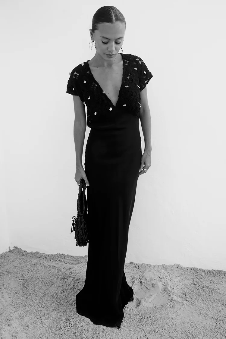 Black Crochet Shell Elodie Dress - Image 7