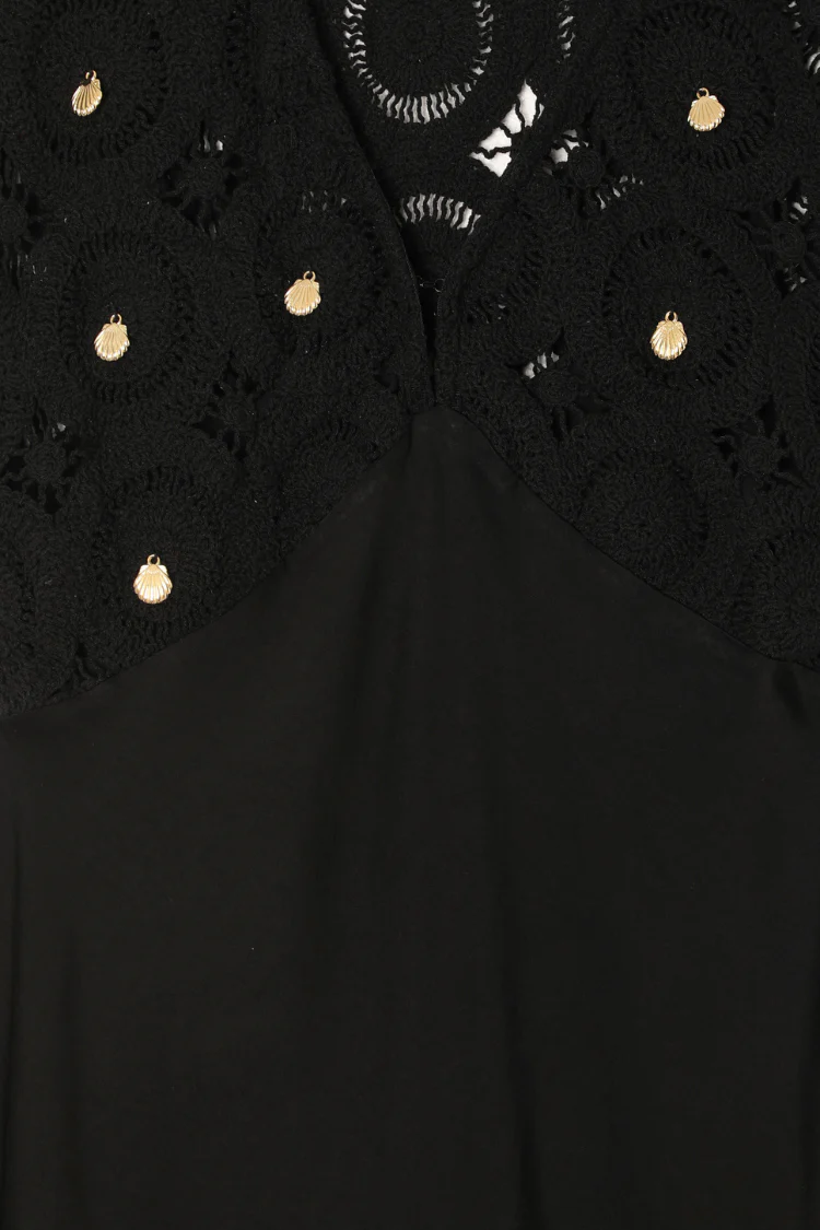 Black Crochet Shell Elodie Dress - Image 10