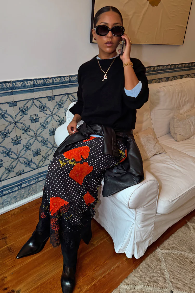 Black Poppy Midi Maeva Skirt - Image 5
