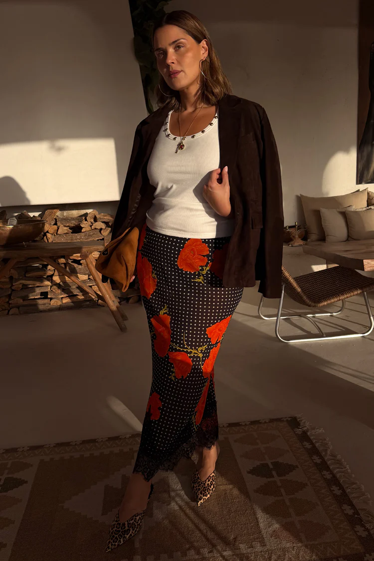 Black Poppy Midi Maeva Skirt - Image 8