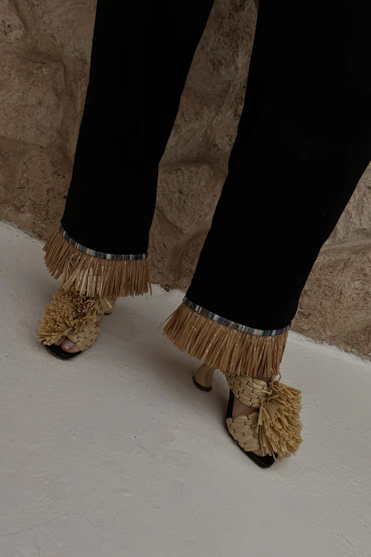 Black Raffia Marra Trousers - Image 5