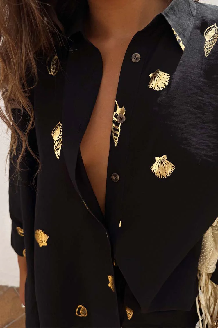 Black Shell Cape Shirt - Image 6