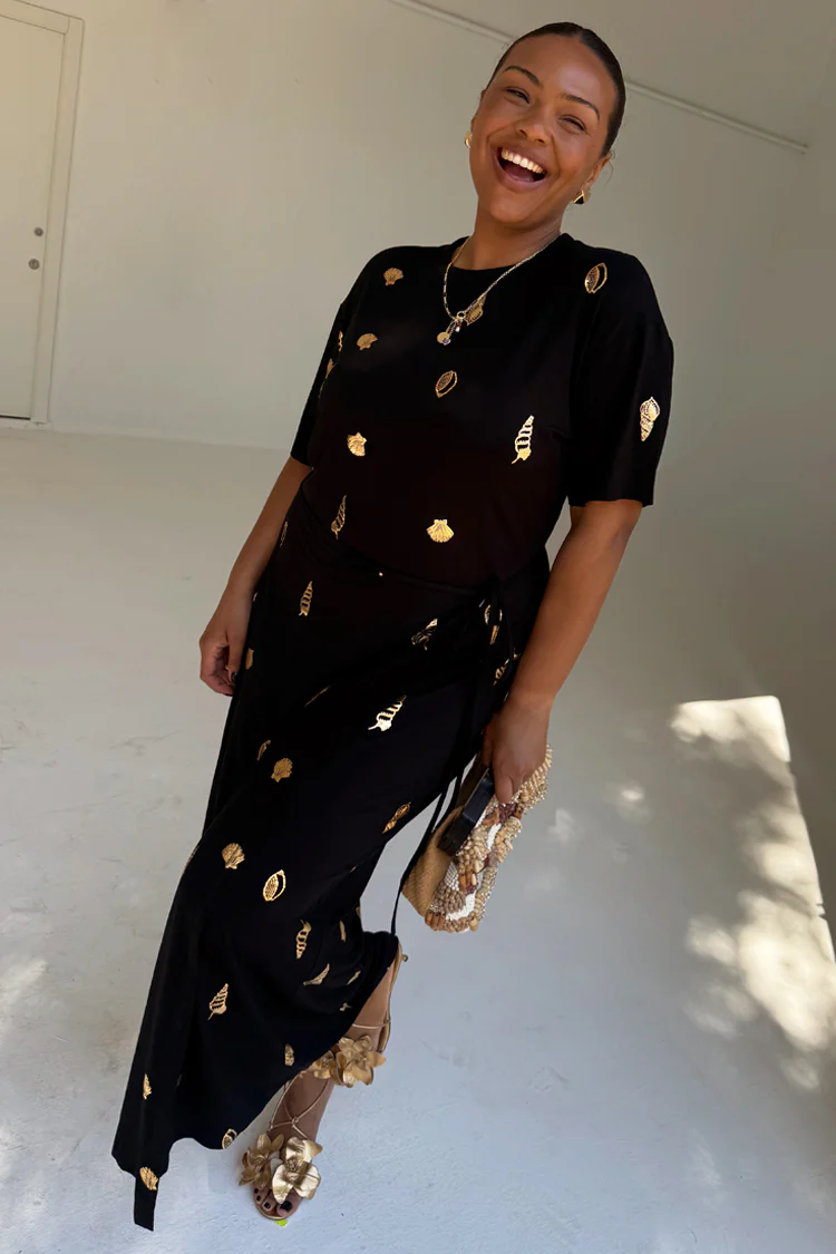 Black Shell Midi Leia Dress - Image 2