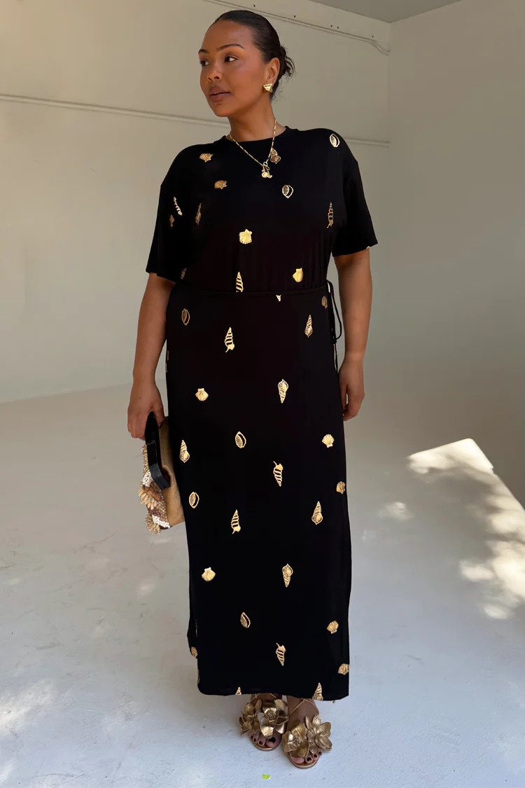 Black Shell Midi Leia Dress - Image 4