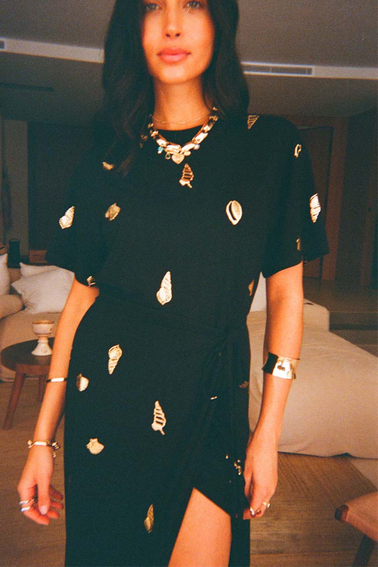Black Shell Midi Leia Dress - Image 8