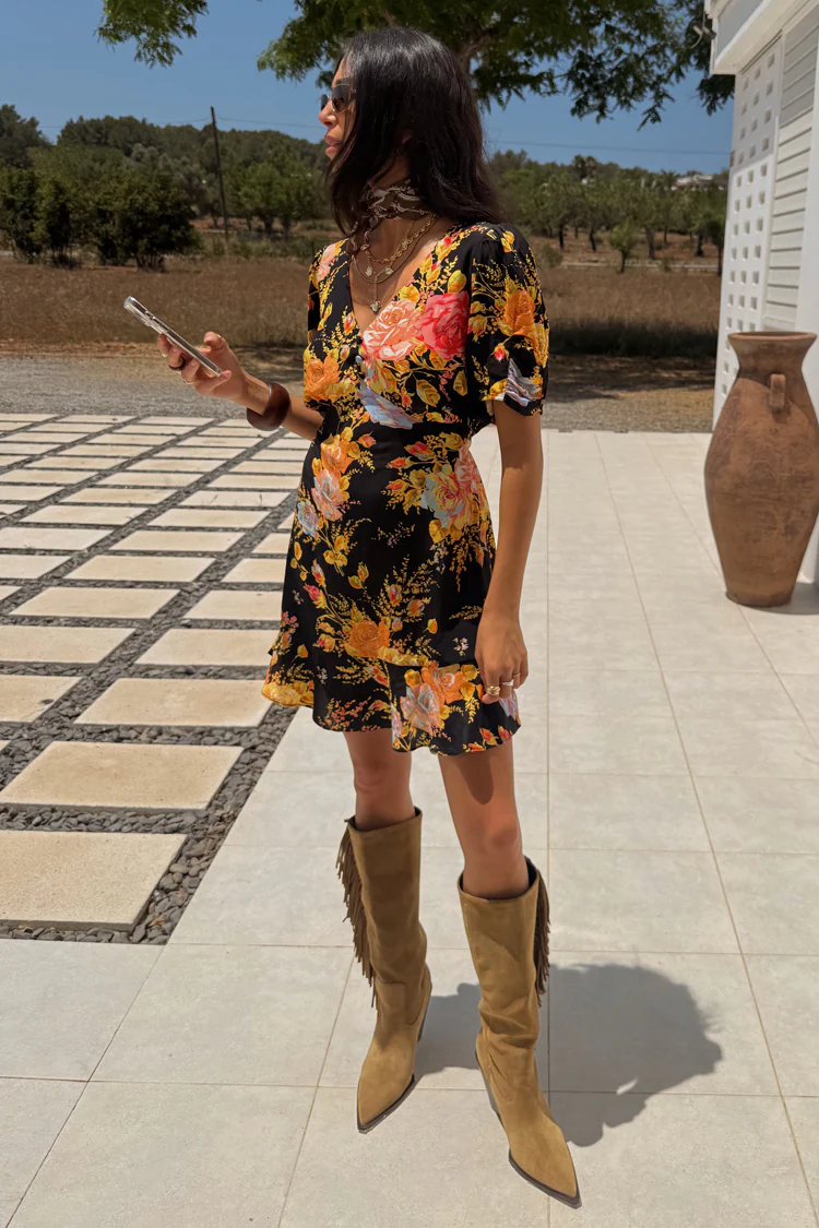 Black Sofia Mini Tea Dress - Image 7