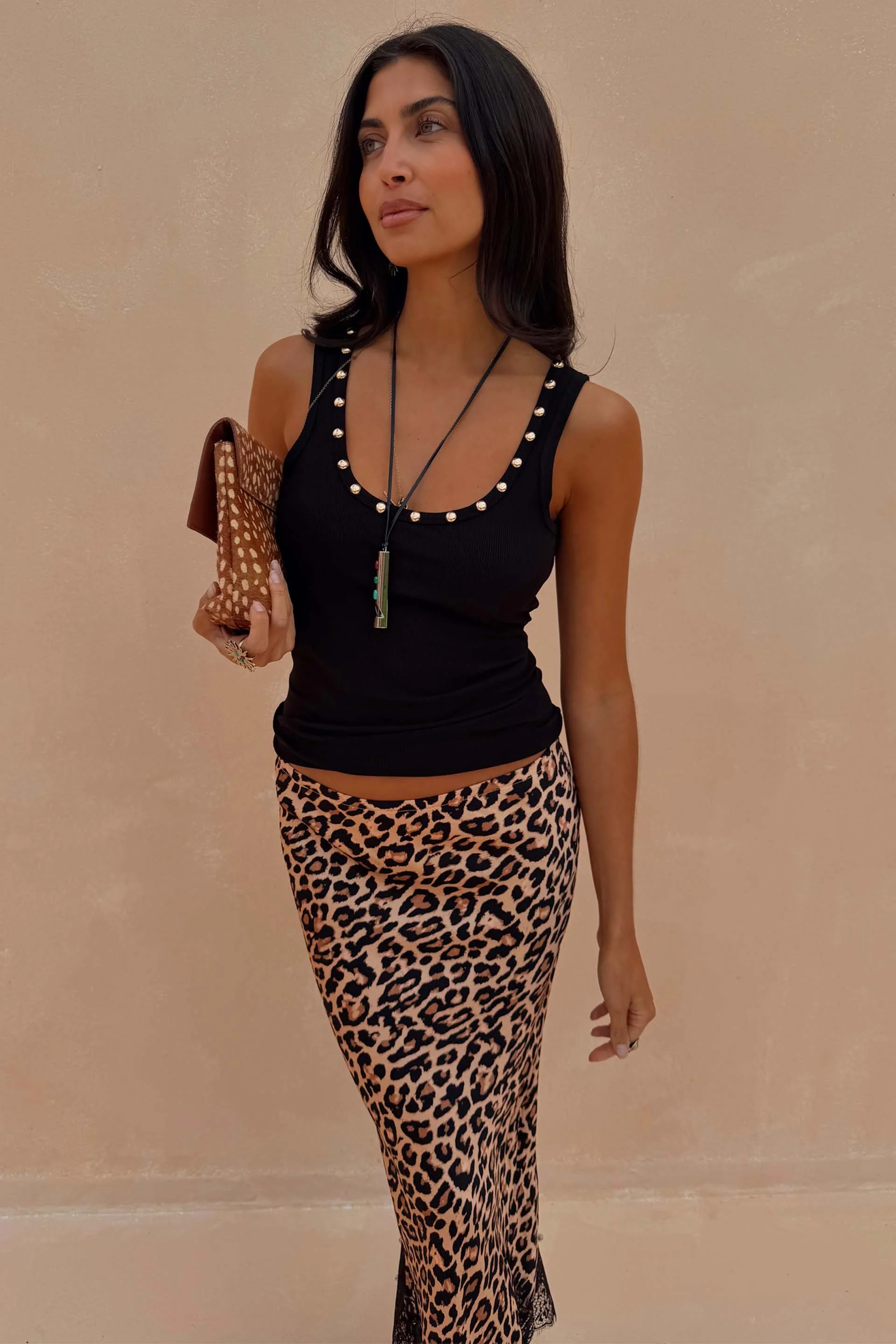 Black Studded Rib Vest - Image 5