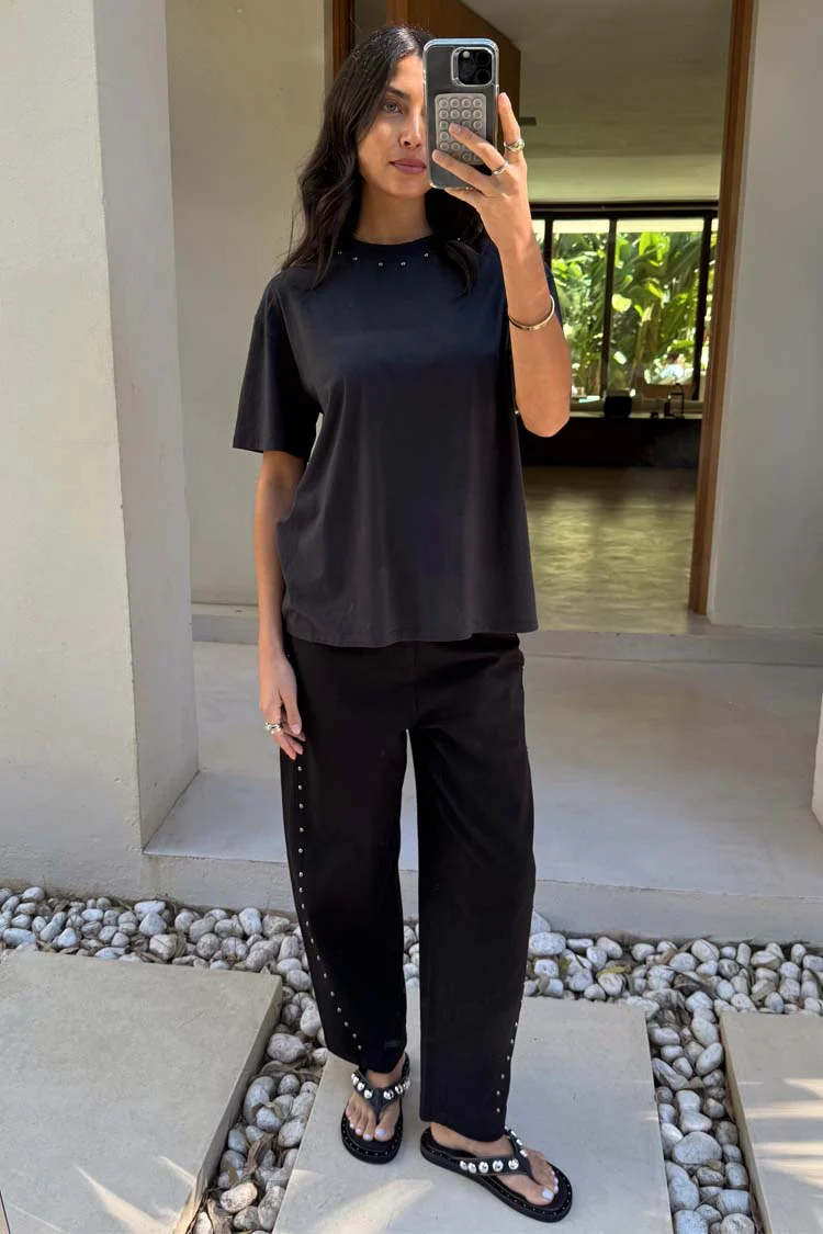 Black Studded T-Shirt - Image 3
