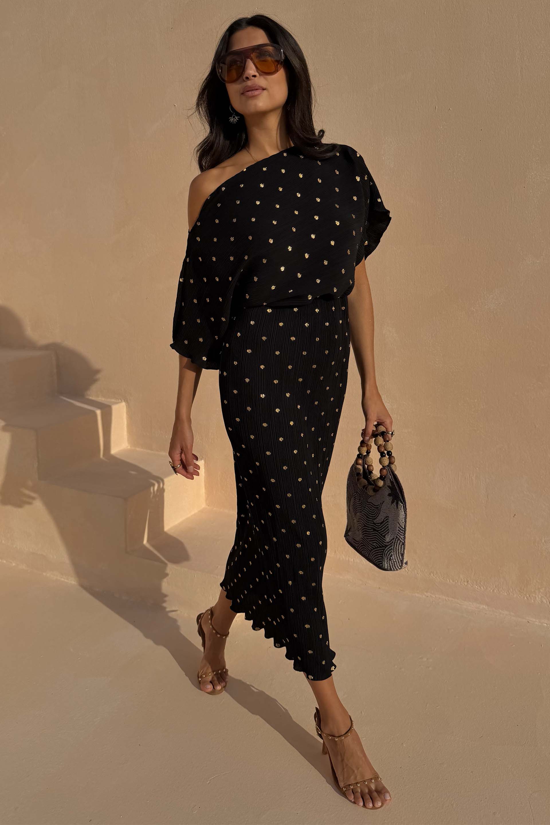 Black Tilly Dress with Gold Foil - Image 3