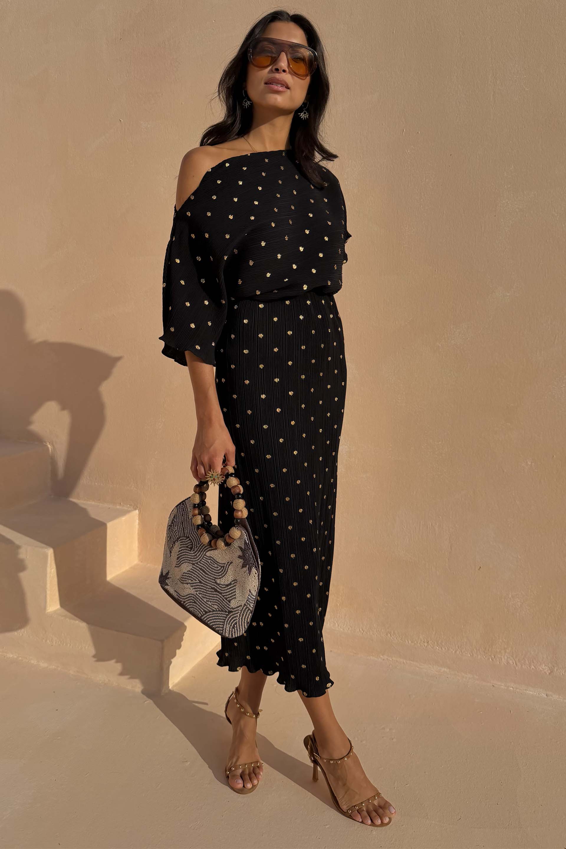 Black Tilly Dress with Gold Foil - Image 6
