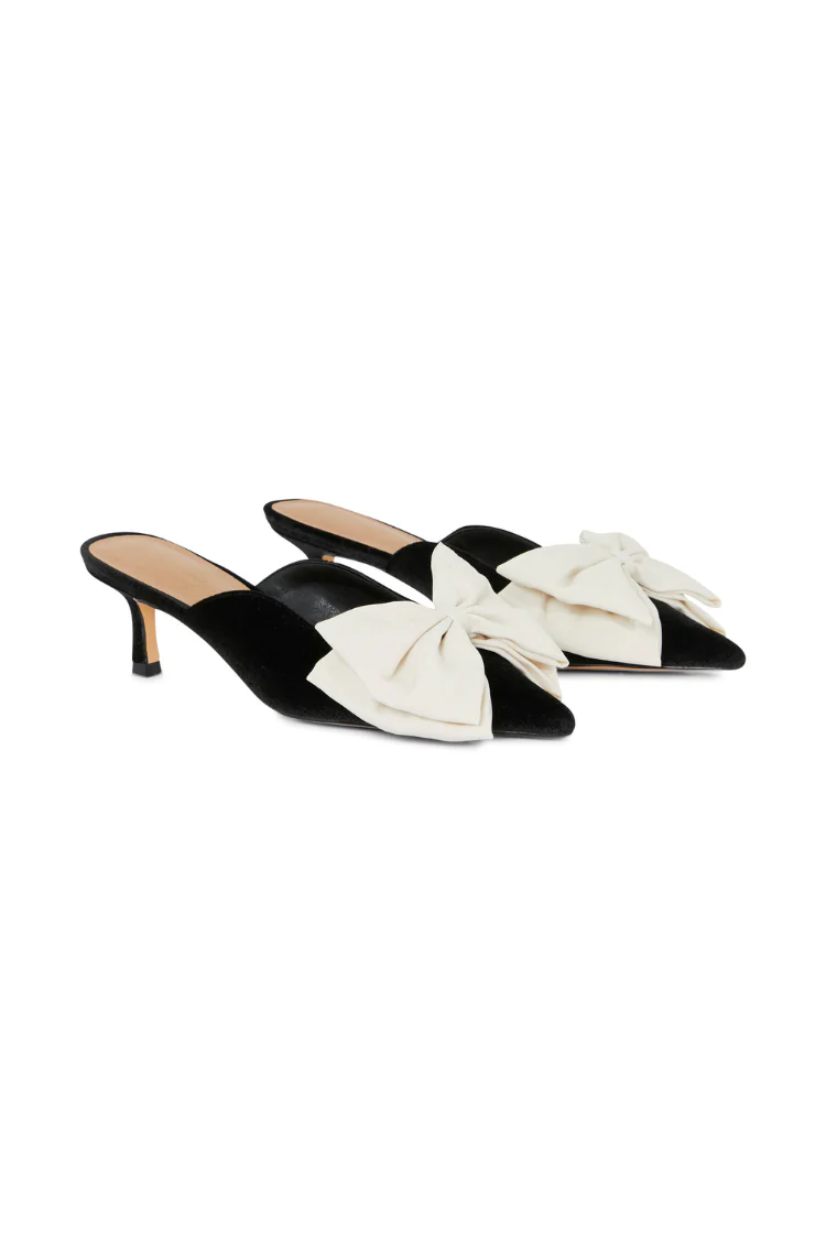 Black Velvet Bow Mules - Image 7