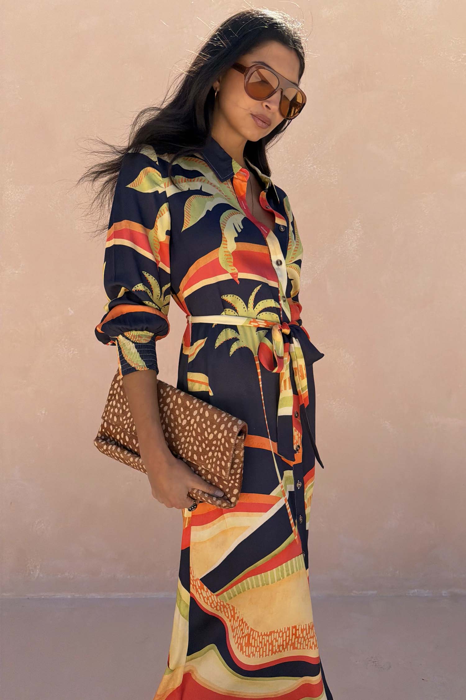 Blue Palm Shirt Dress - Image 4