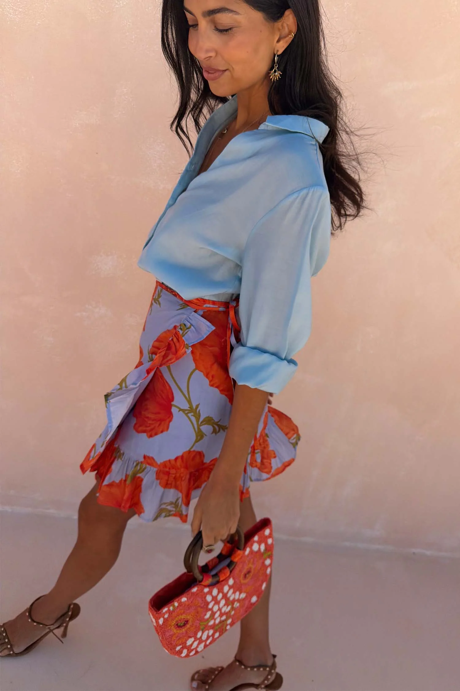 Blue Poppy Mini Jaspre Skirt with Frill - Image 6
