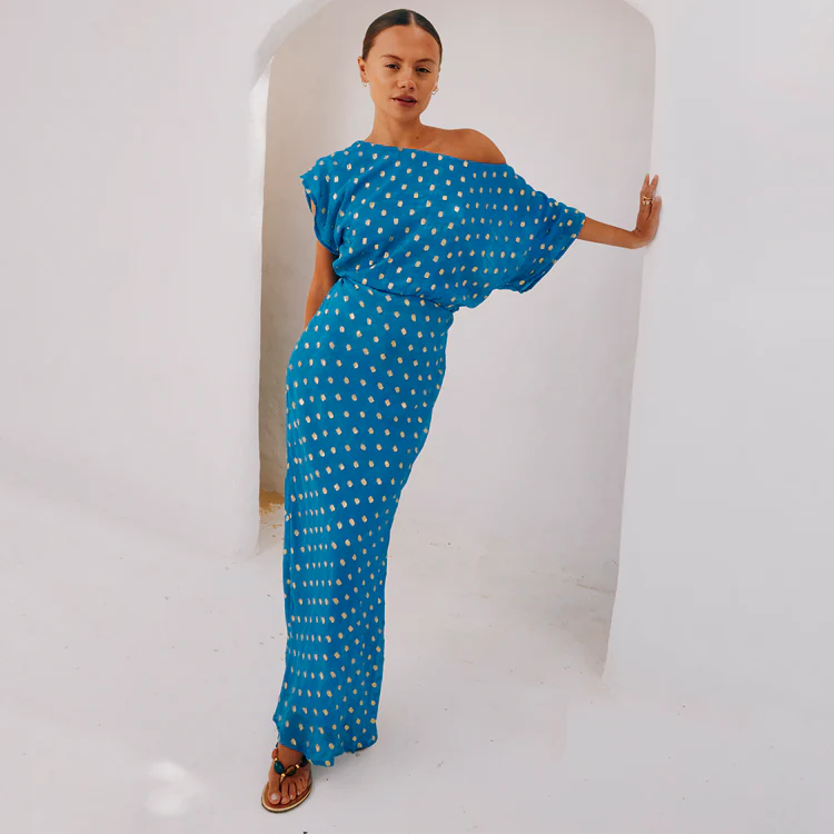 Blue Jacquard Tilly Dress Petite