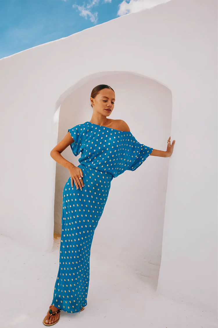 Blue Jacquard Tilly Dress Petite - Image 4