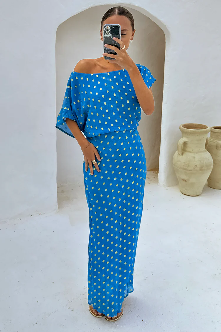 Blue Jacquard Tilly Dress Petite - Image 6