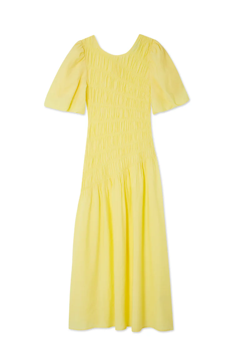 Butter Yellow Shirred Nara Dress - Image 11