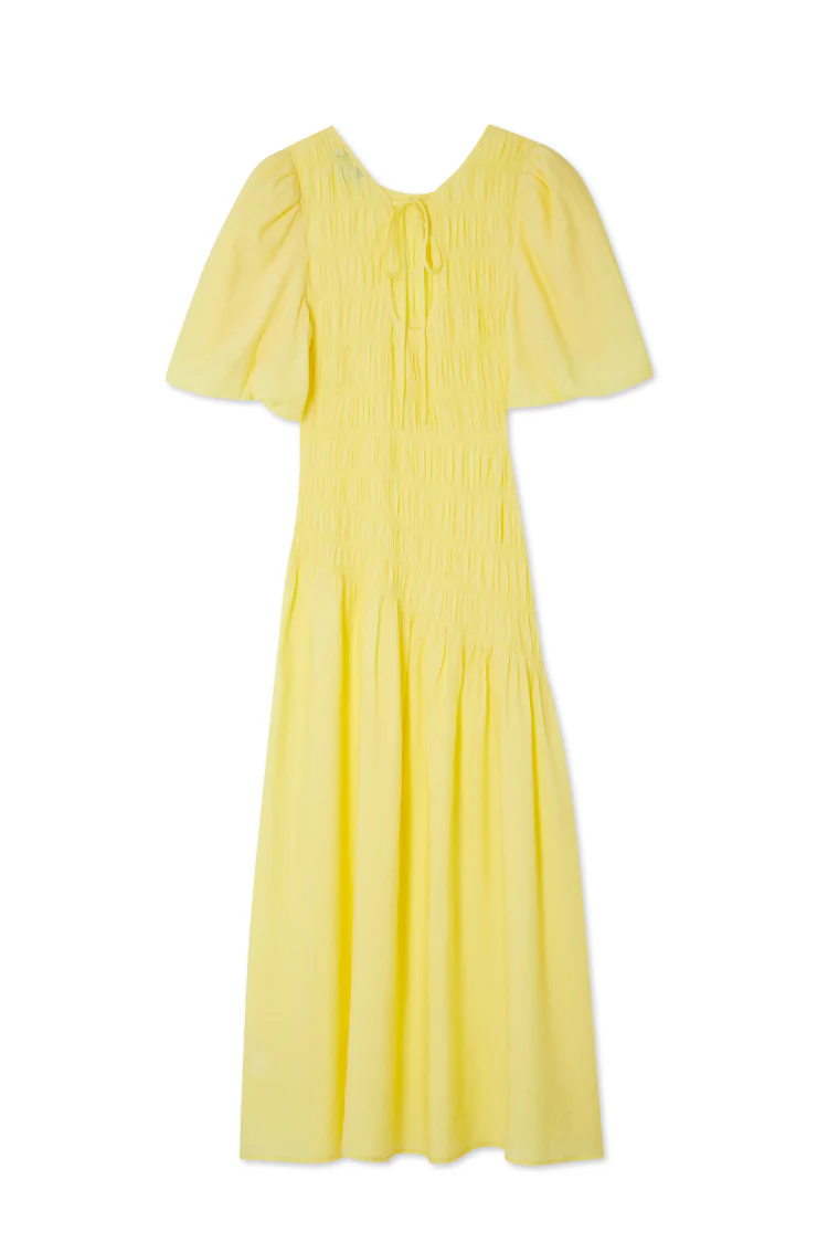 Butter Yellow Shirred Nara Dress - Image 12