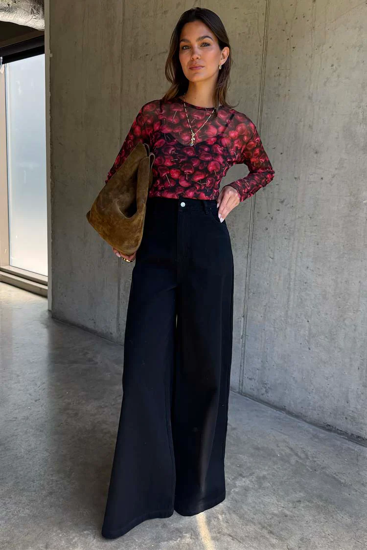 Cherry Mesh Long Sleeve Top - Image 3