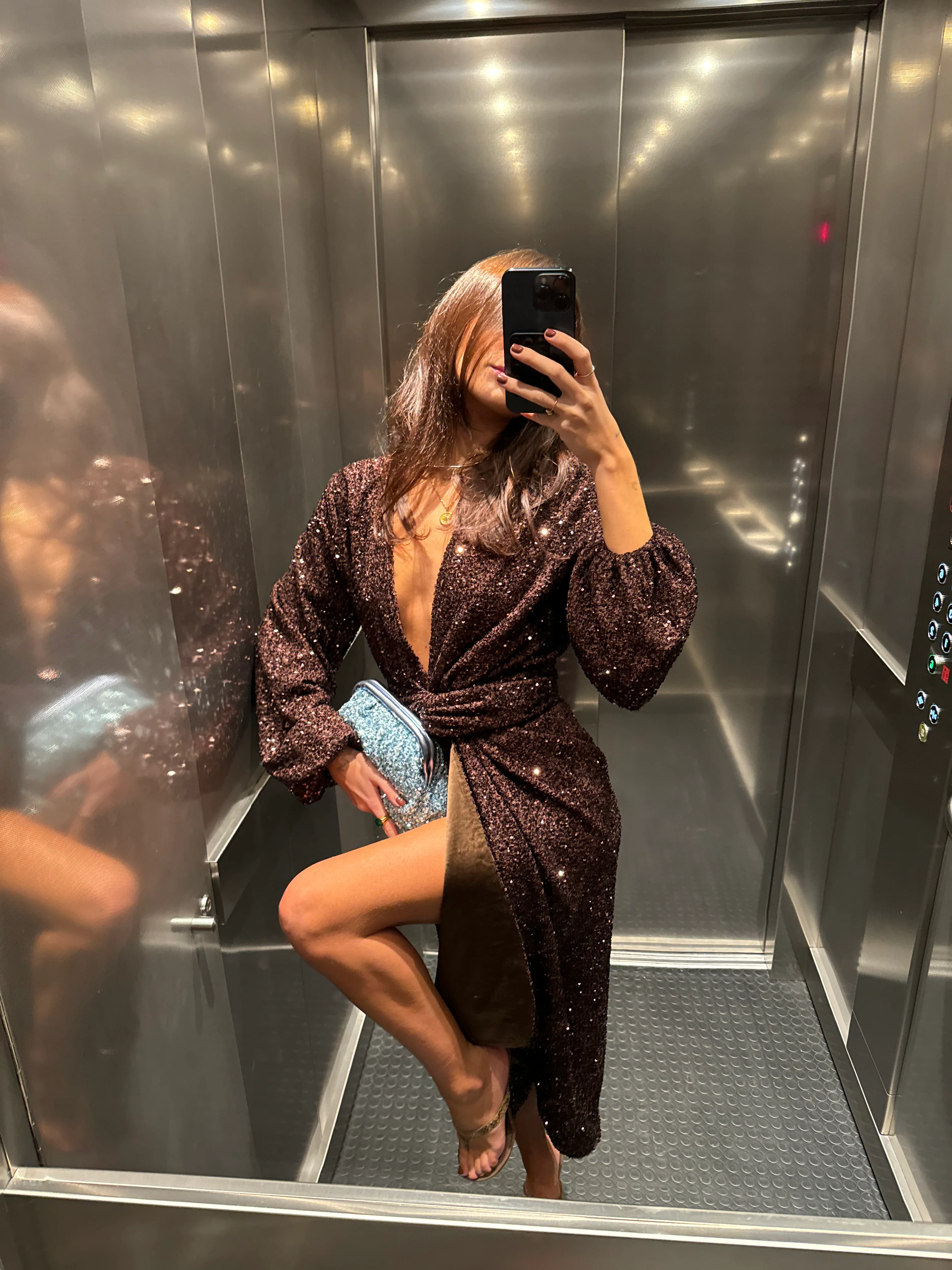 Chocolate Sequin Vienna Dress - Image 2