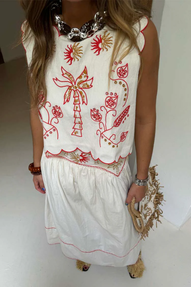 Cream and Red Pollenca Top - Image 4