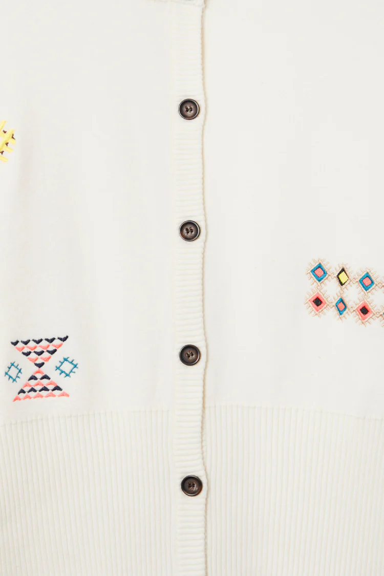 Cream Neon Embroidered Darcy Cardigan - Image 10