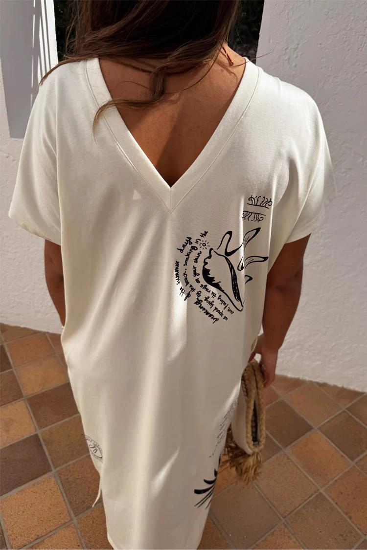 Cream Palma T Shirt Dress - Image 8