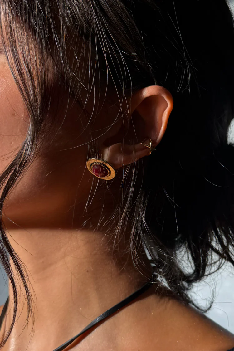 Deloris Red Circle Earrings - Image 3