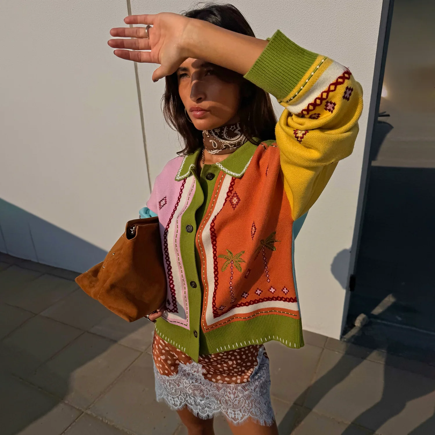 Geometric Palm Cardigan