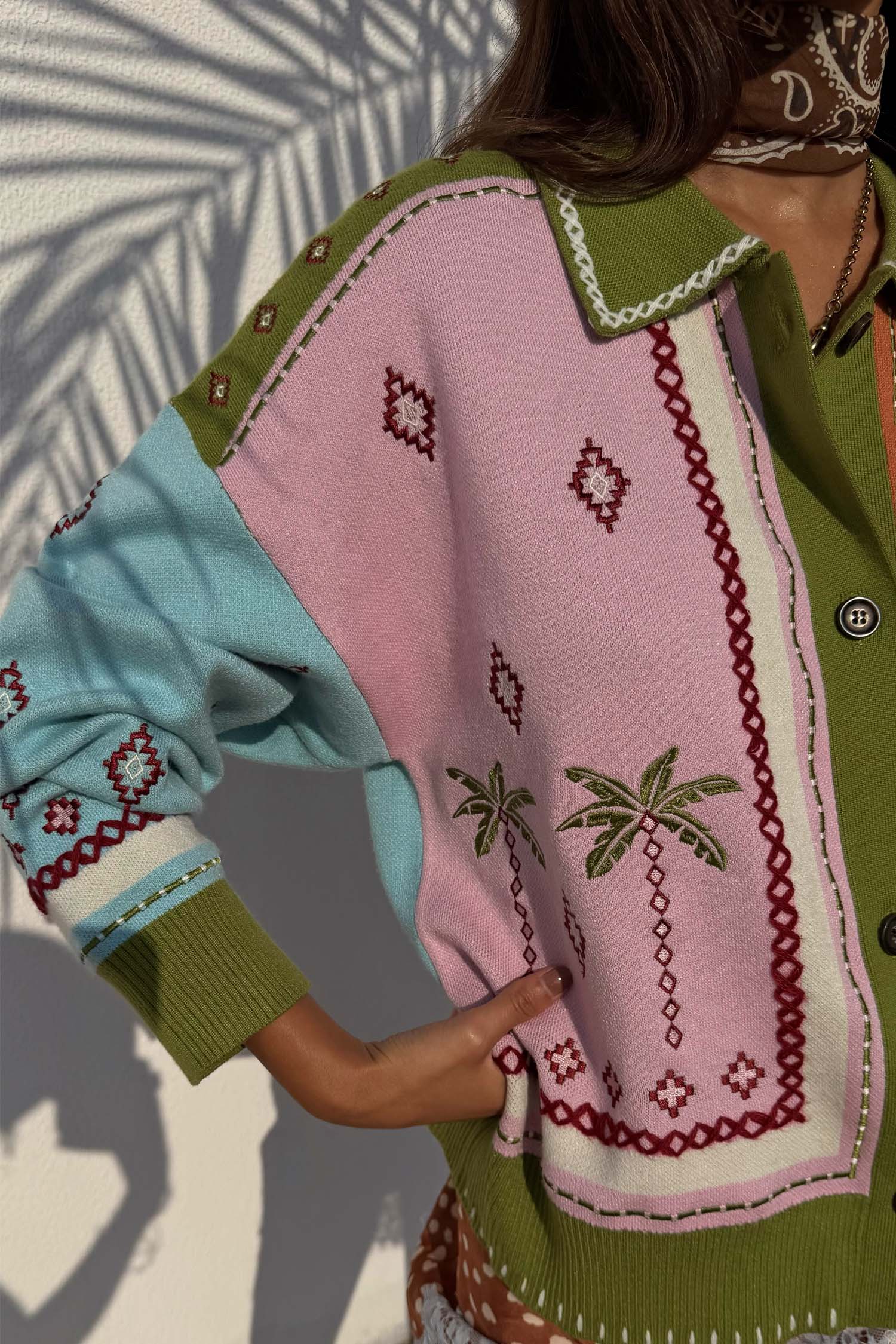 Geometric Palm Cardigan - Image 2