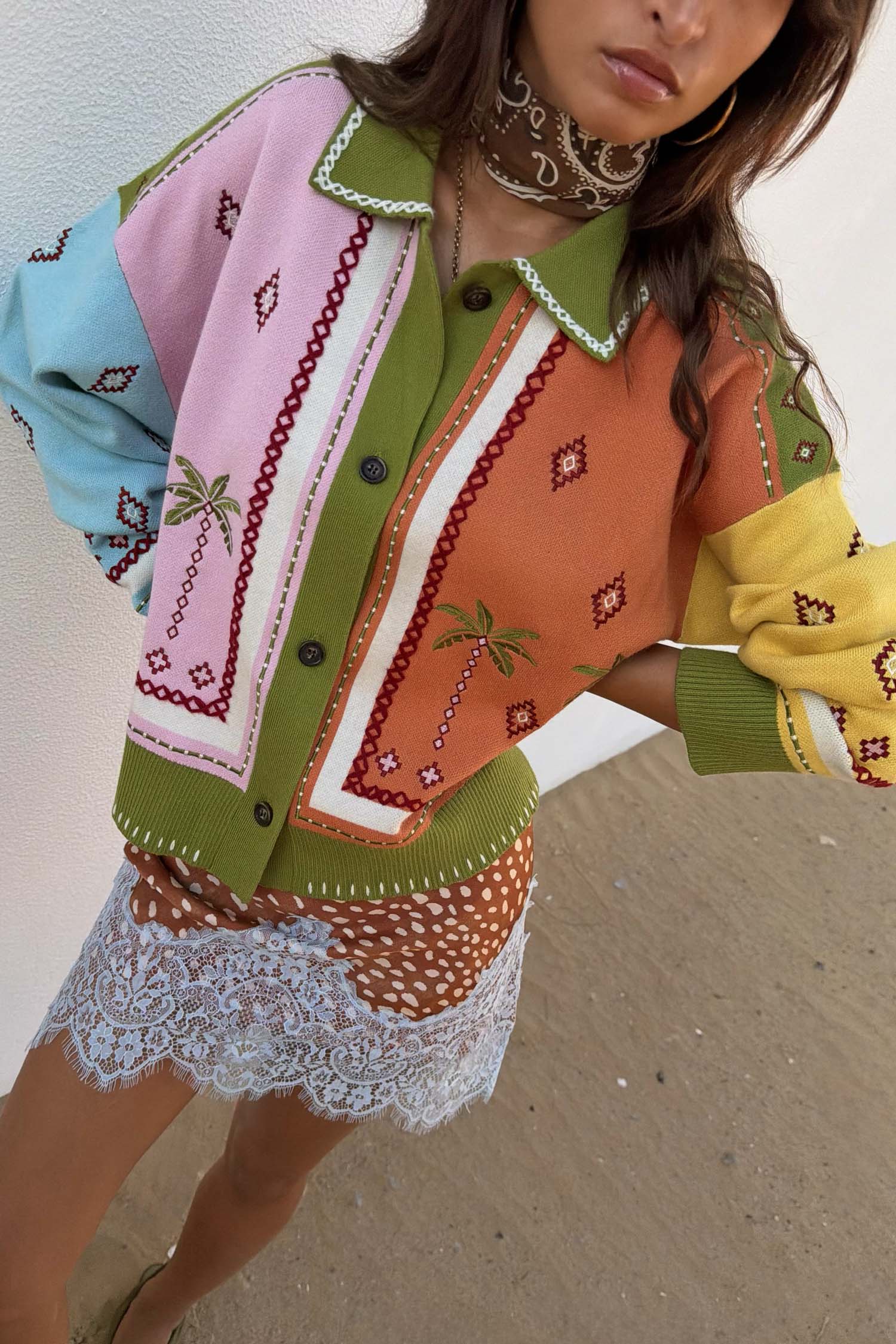 Geometric Palm Cardigan - Image 3