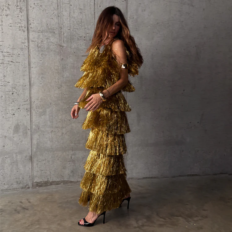 Gold Fringe Dress
