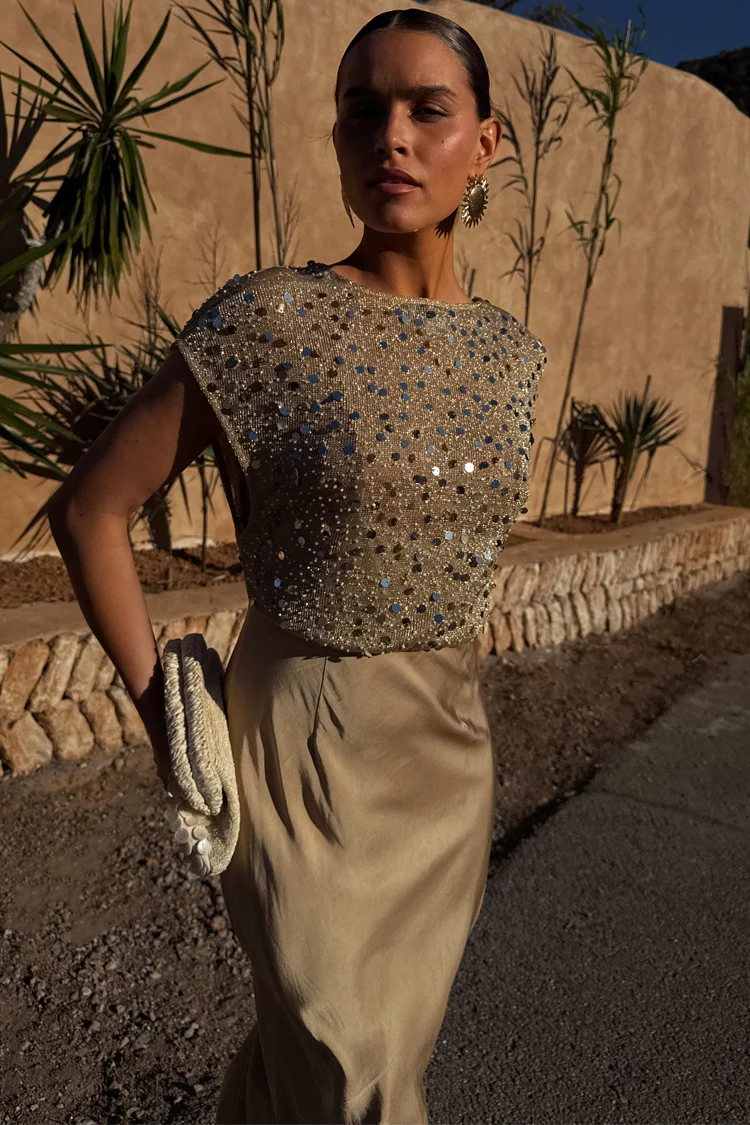 Gold Sequin Elodie Dress - Image 6