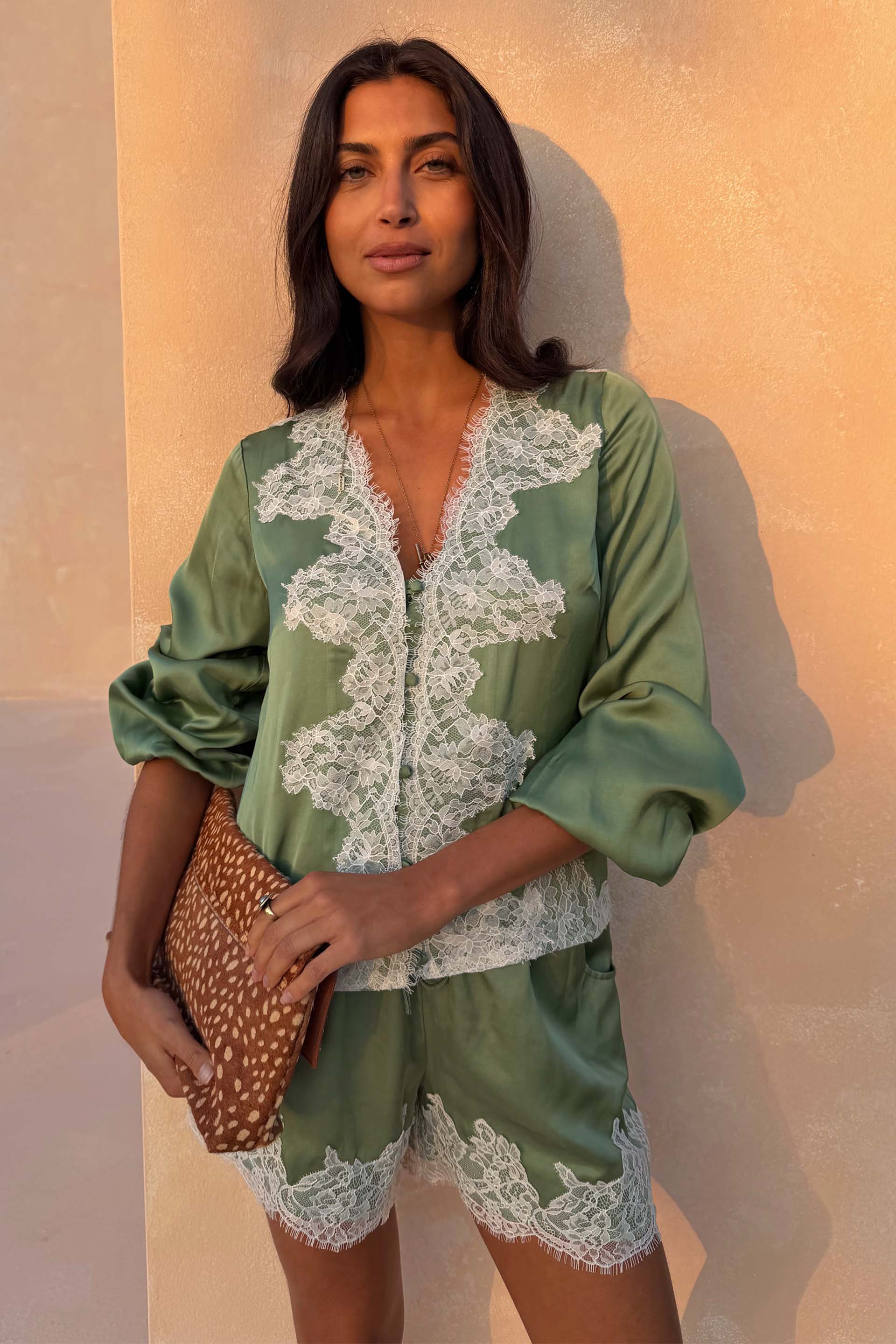 Green Lace Maeva Shorts - Image 3