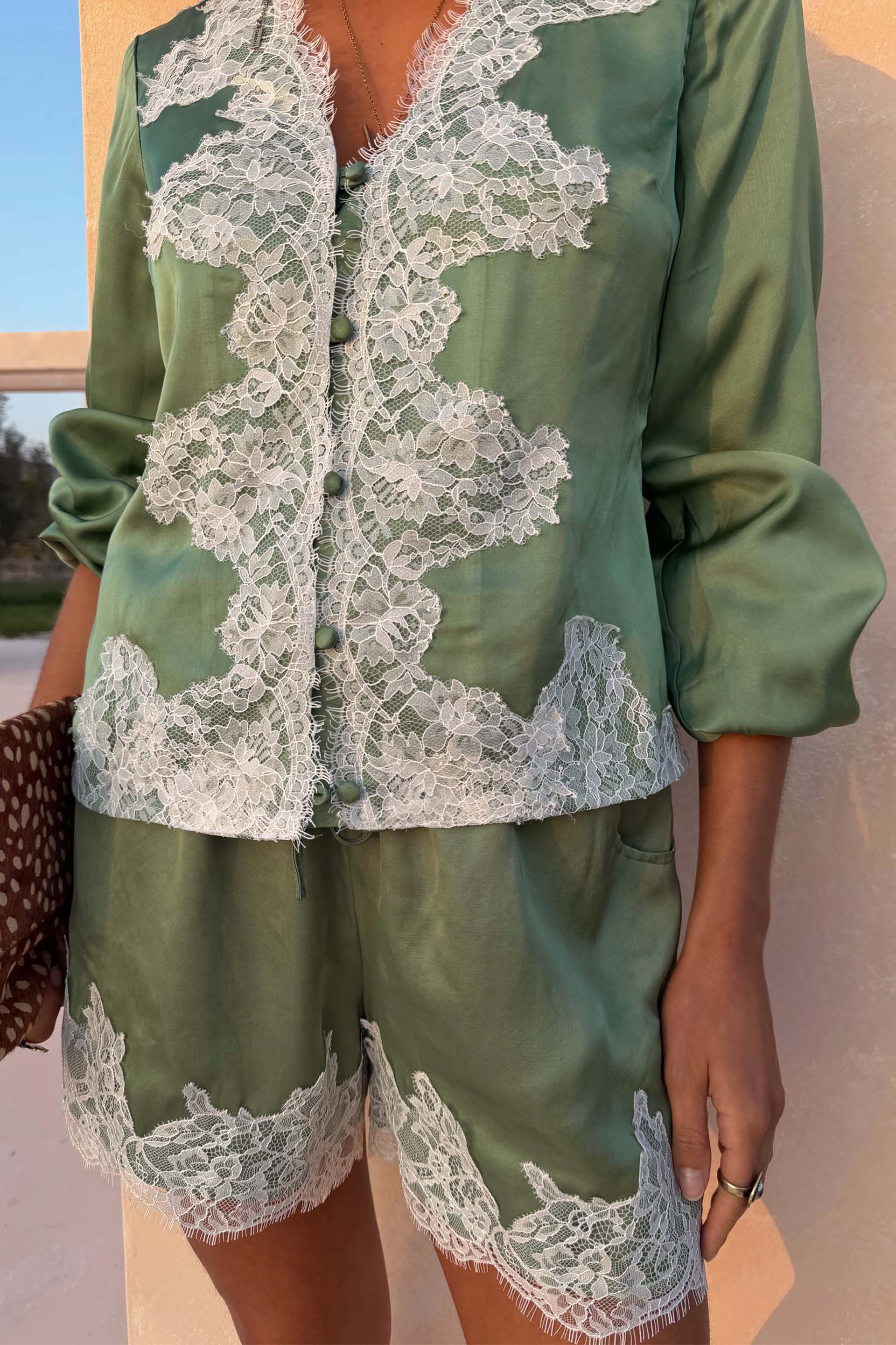 Green Lace Maeva Shorts - Image 4