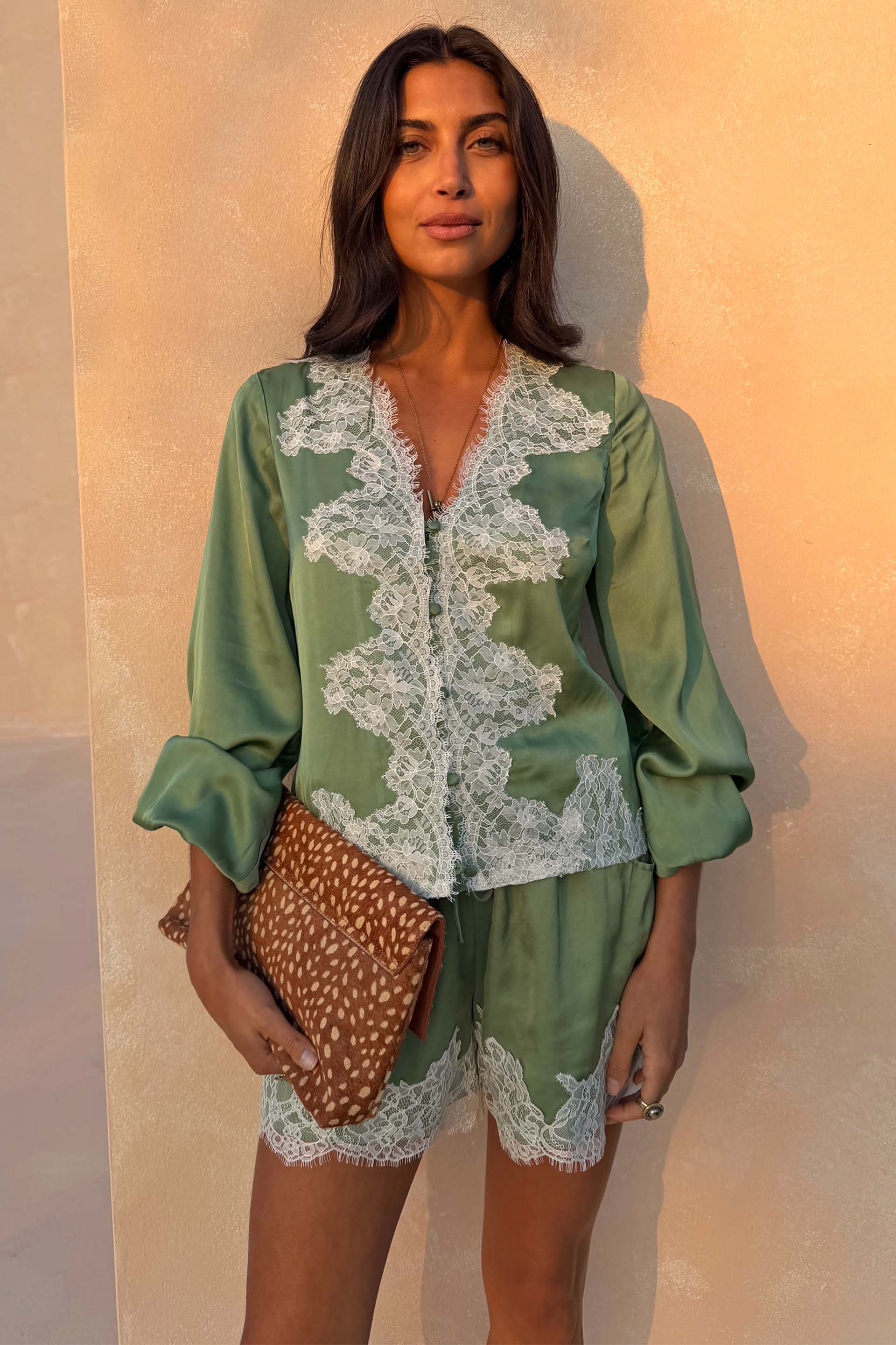 Green Lace Maeva Shorts - Image 5