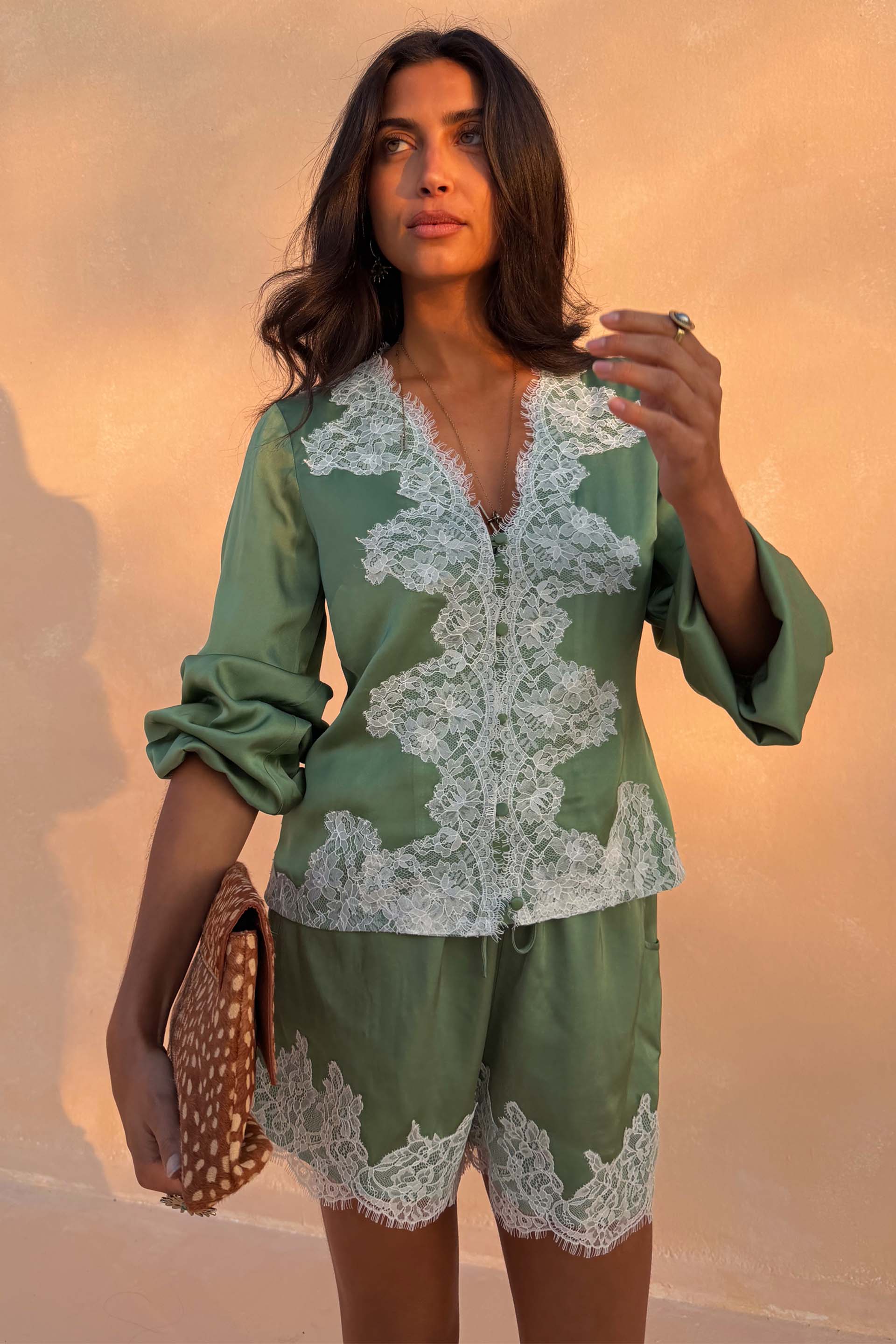 Green Lace Maeva Shorts - Image 6