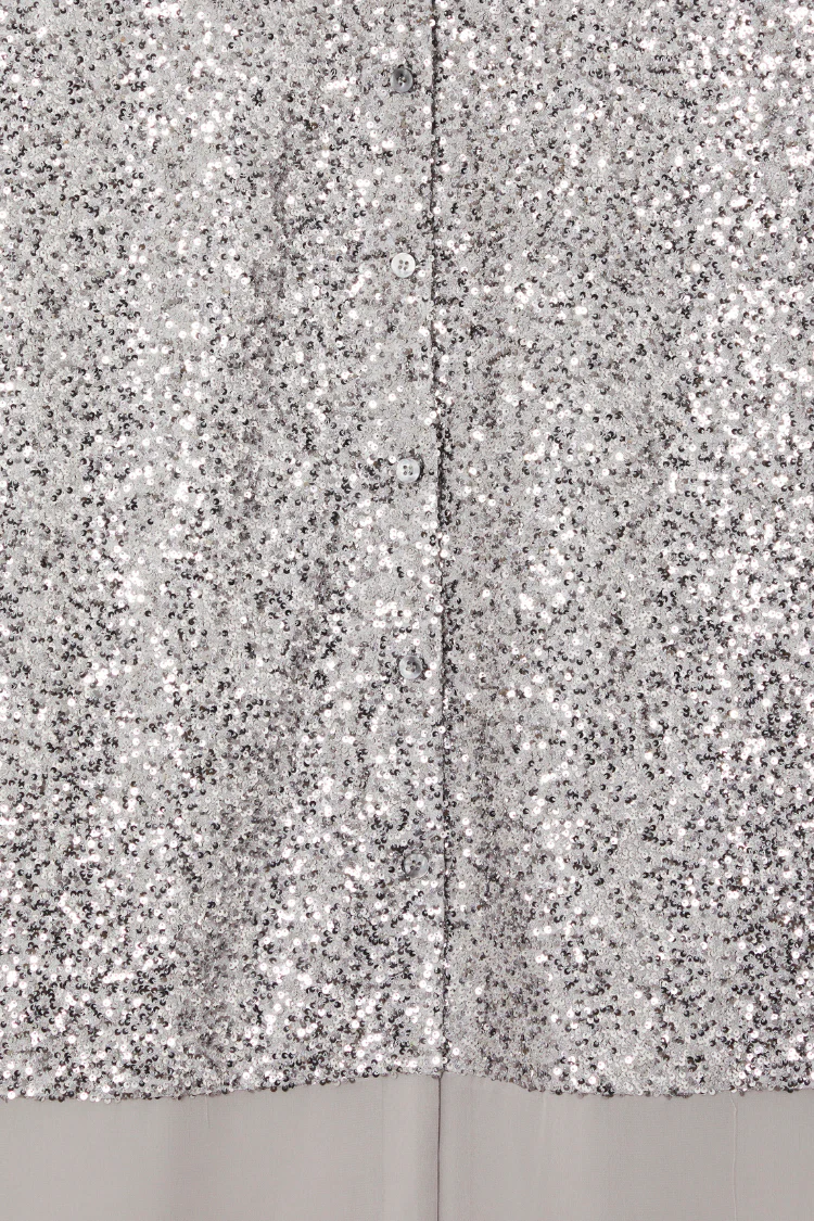 Gunmetal Sequin Lila Shirt Dress - Image 13