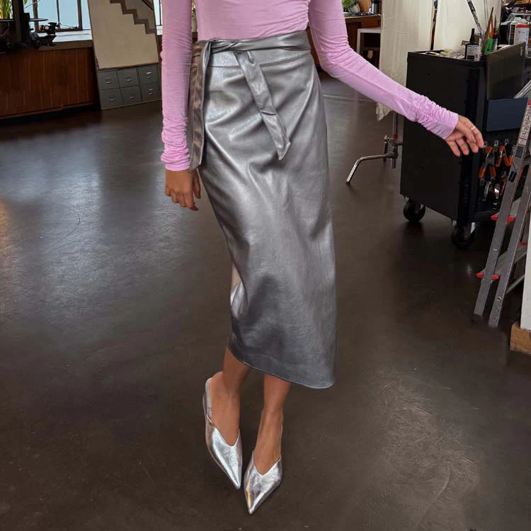 Gunmetal Vegan Leather Jaspre Skirt