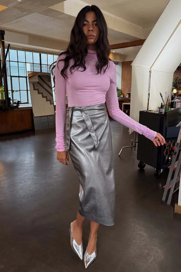 Gunmetal Vegan Leather Jaspre Skirt - Image 2