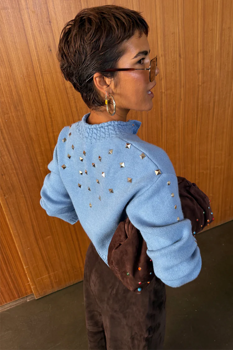 Ice Blue Studded Cardigan - Image 6