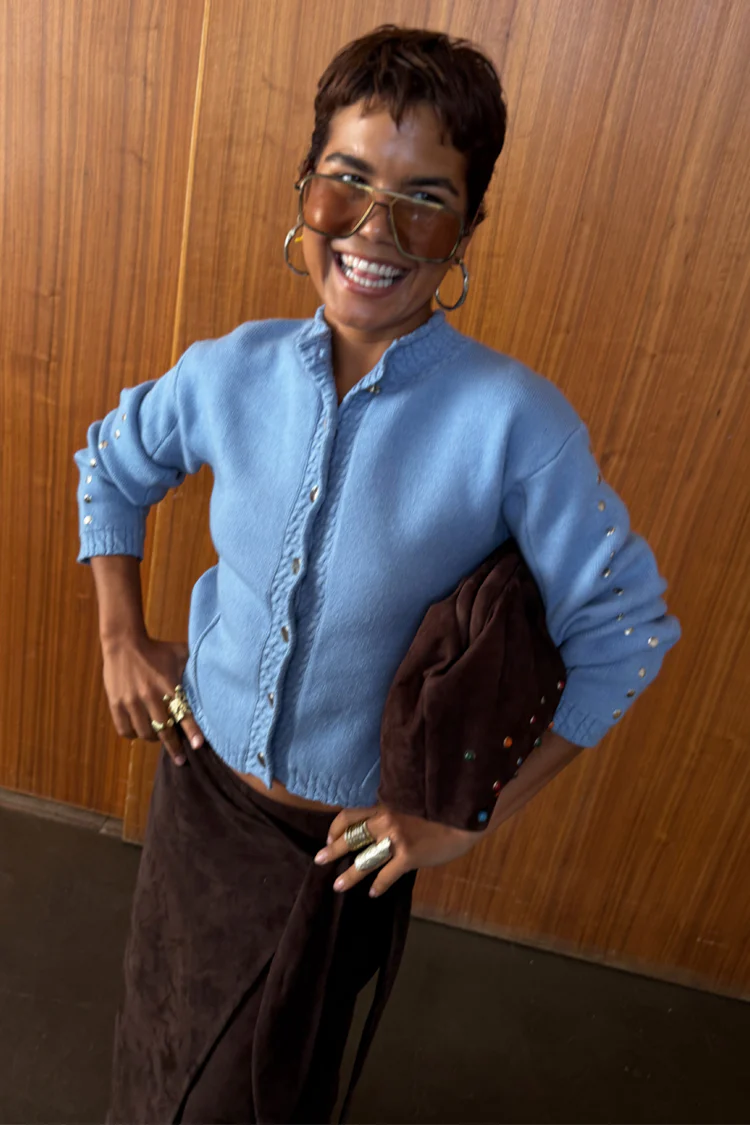 Ice Blue Studded Cardigan - Image 9