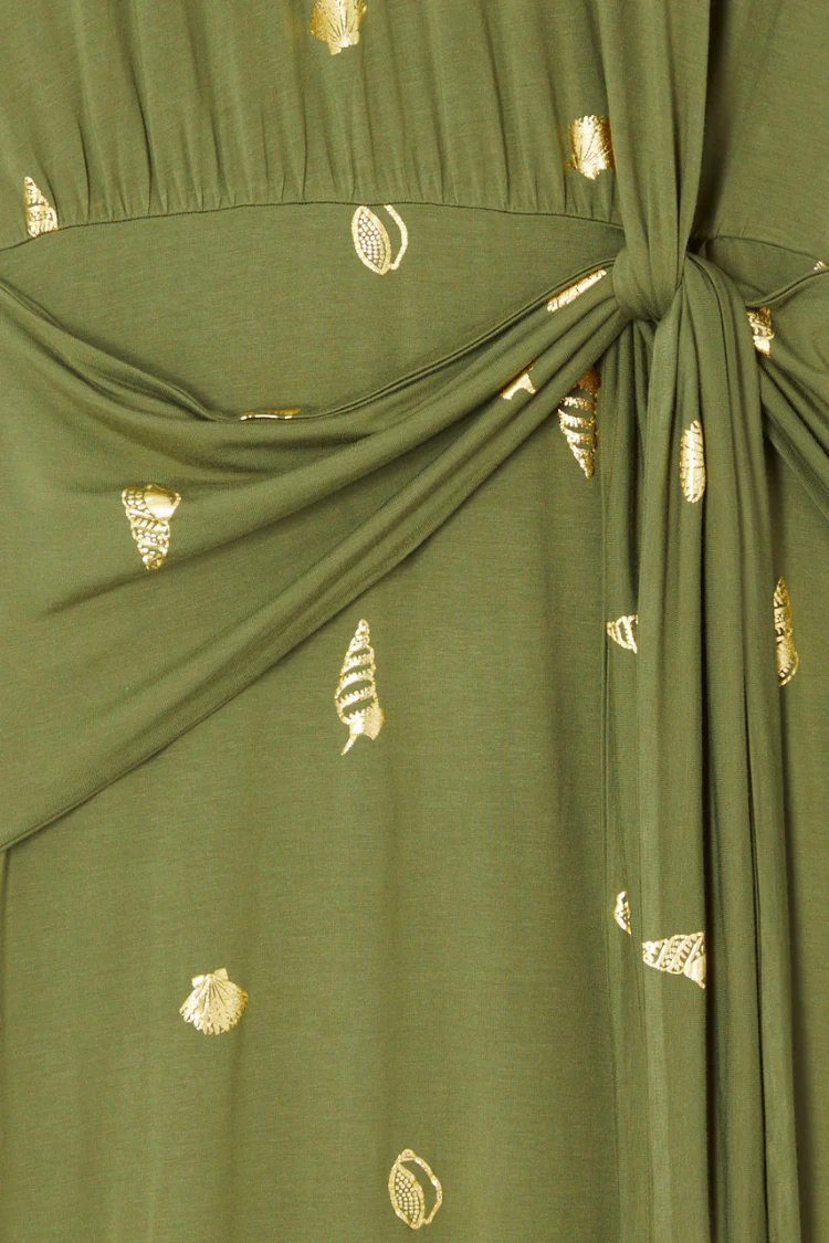 Khaki Shell Midi Dress - Image 15