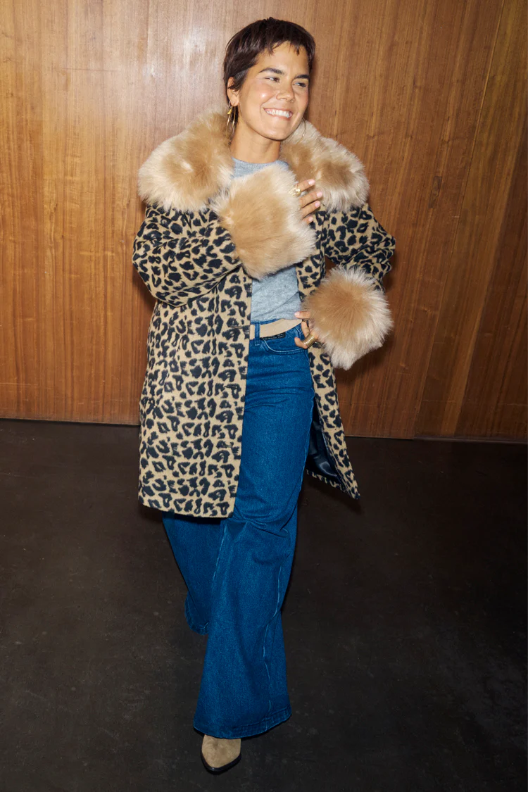 Leopard Coat with Faux Fur Trims - Image 10