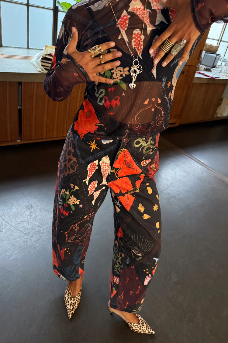 Night Garden Barrel Jeans - Image 6