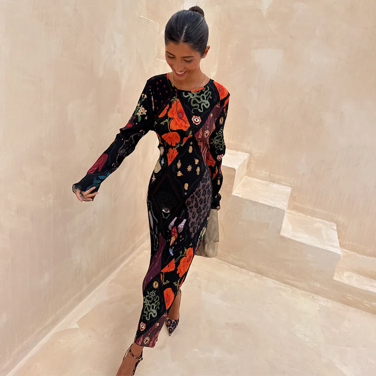 Night Garden Gaia Plisse Dress