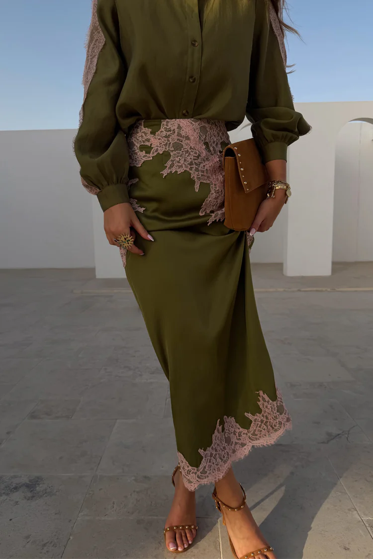 Olive & Pink Lily Skirt - Image 4